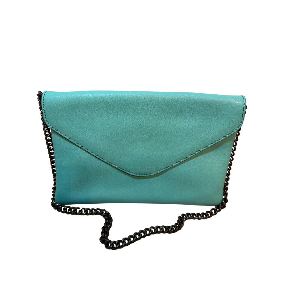 New!‎ J.Crew Convertible Clutch Crossbody Leather Chain Strap Shoulder Bag Teal